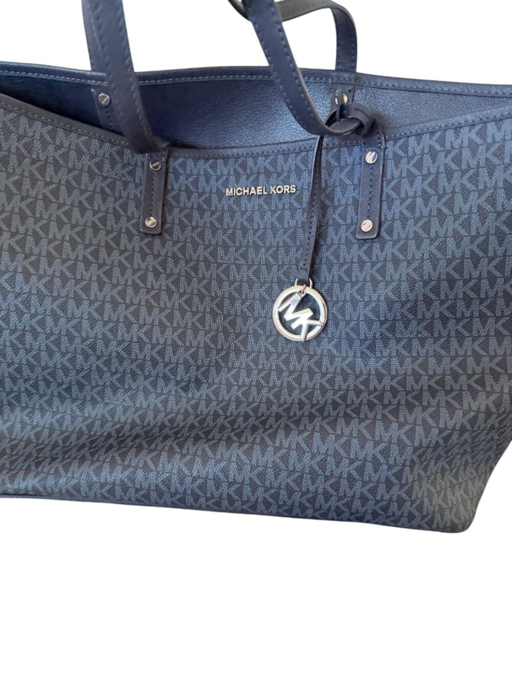 MICHAEL KORS Navy JetSet Saffiano Logo Reversible Tote Bag - Picture 8 of 9